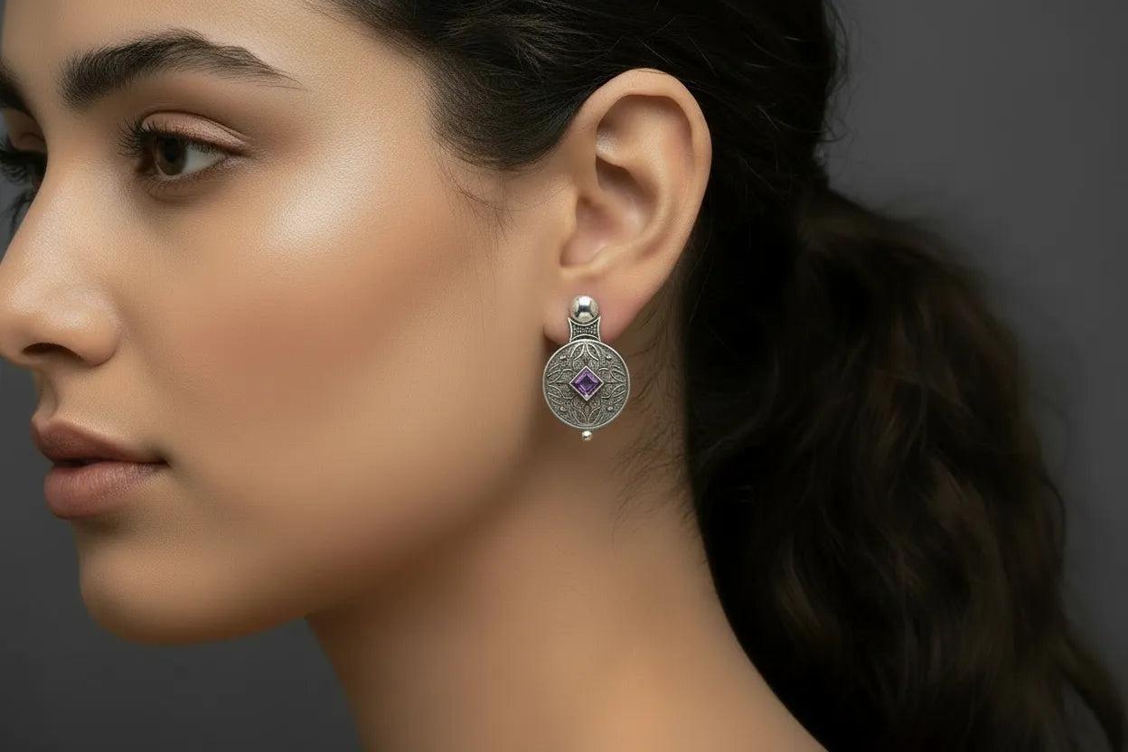 Byzantine Earrings in Sterling Silver with zircon (GT-08)