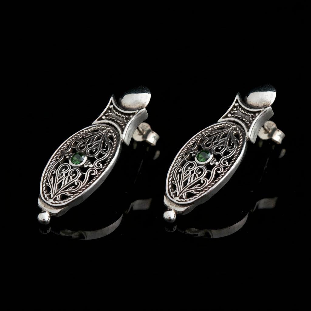 Byzantine Earrings in Sterling Silver with zircon (GT-09)