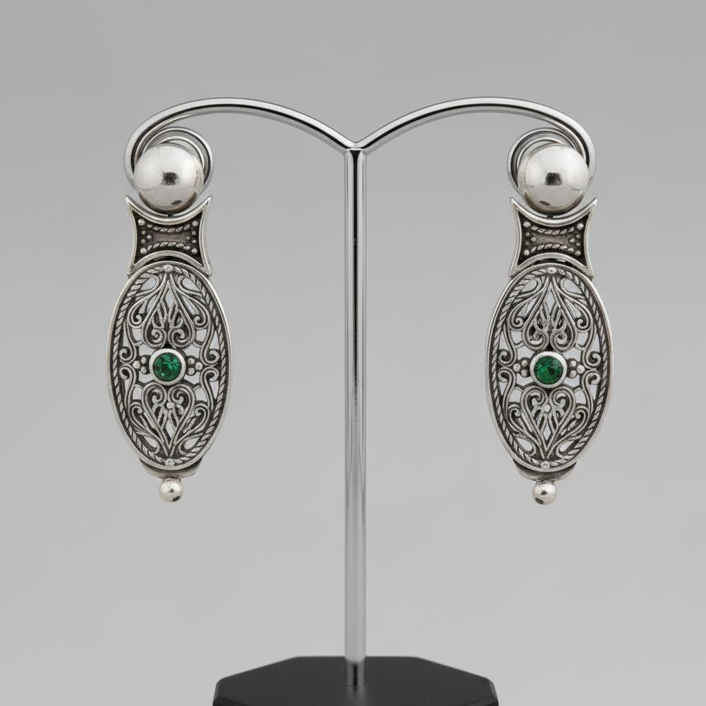 Byzantine Earrings in Sterling Silver with zircon (GT-09)