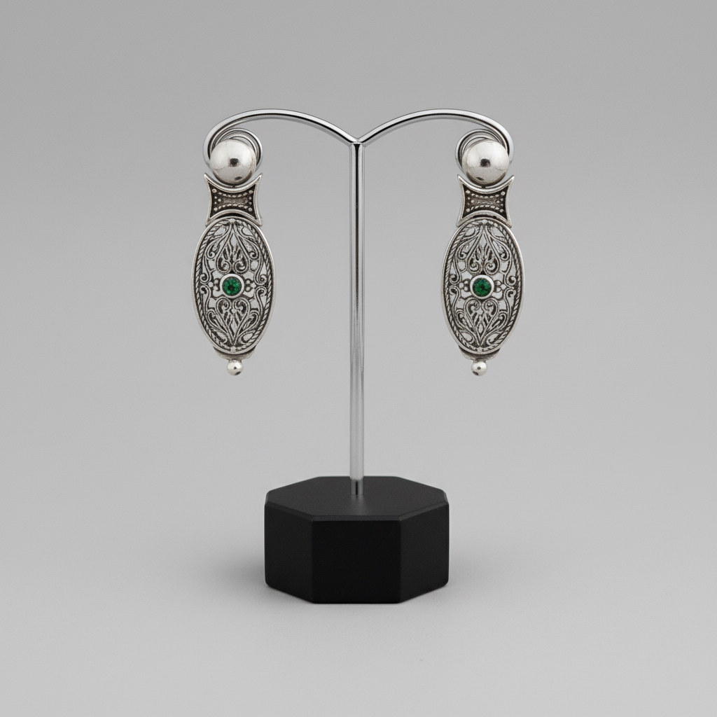 Byzantine Earrings in Sterling Silver with zircon (GT-09)