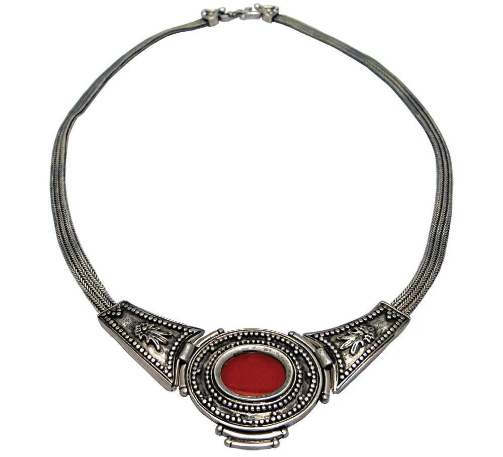 Byzantine Necklace in Sterling Silver with Carnelian (PE-56)