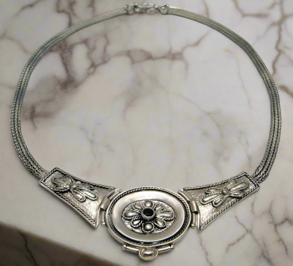Byzantine Necklace in sterling silver with Zircon (PE-58)