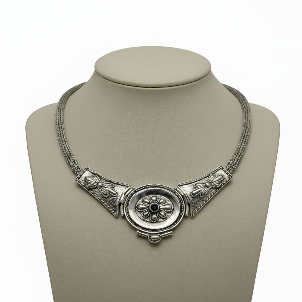 Byzantine Necklace in sterling silver with Zircon (PE-58)
