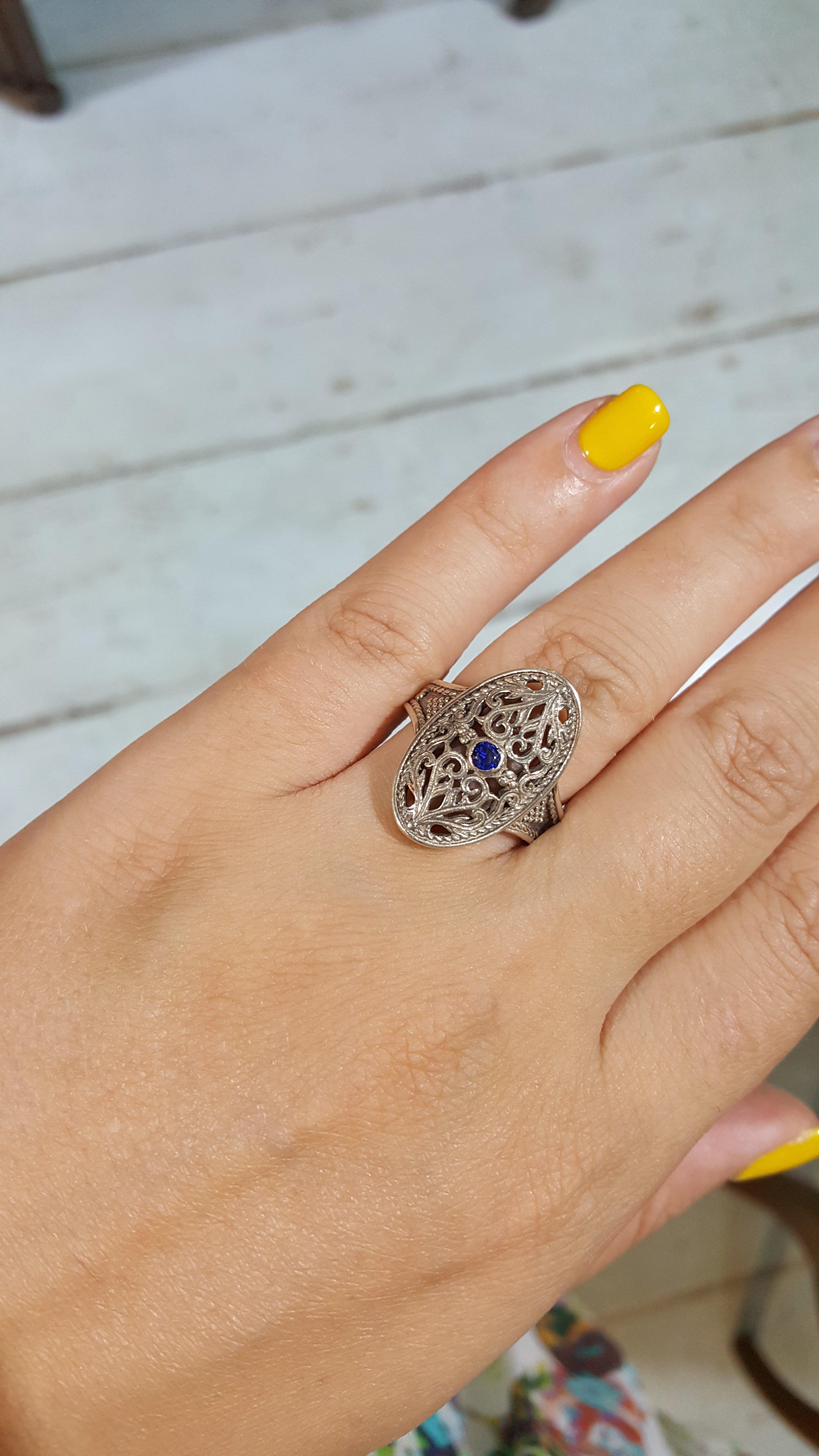 Byzantine Ring in Sterling Silver with zircon (DT-02) - ELEFTHERIOU EL