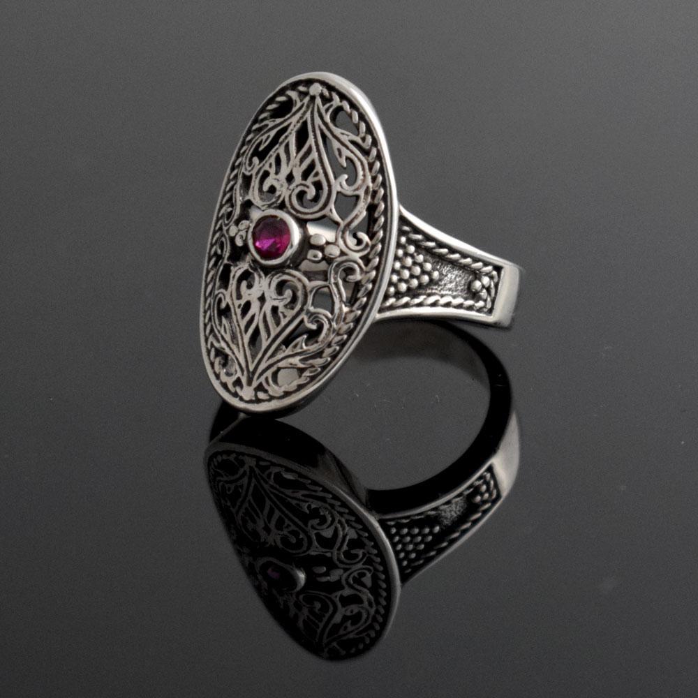 Byzantine Ring in Sterling Silver with zircon (DT-02) - ELEFTHERIOU EL
