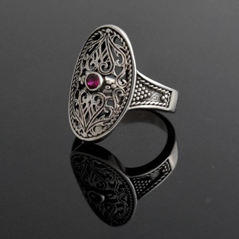Byzantine Ring in Sterling Silver with zircon (DT-02)