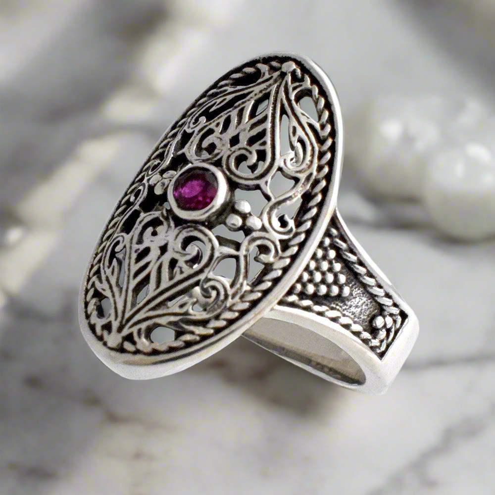 Byzantine Ring in Sterling Silver with zircon (DT-02) - ELEFTHERIOU EL