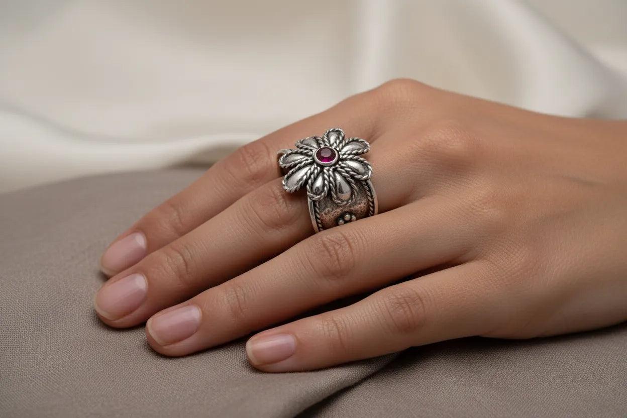 Byzantine Ring in Sterling Silver with zircon (DT-07)