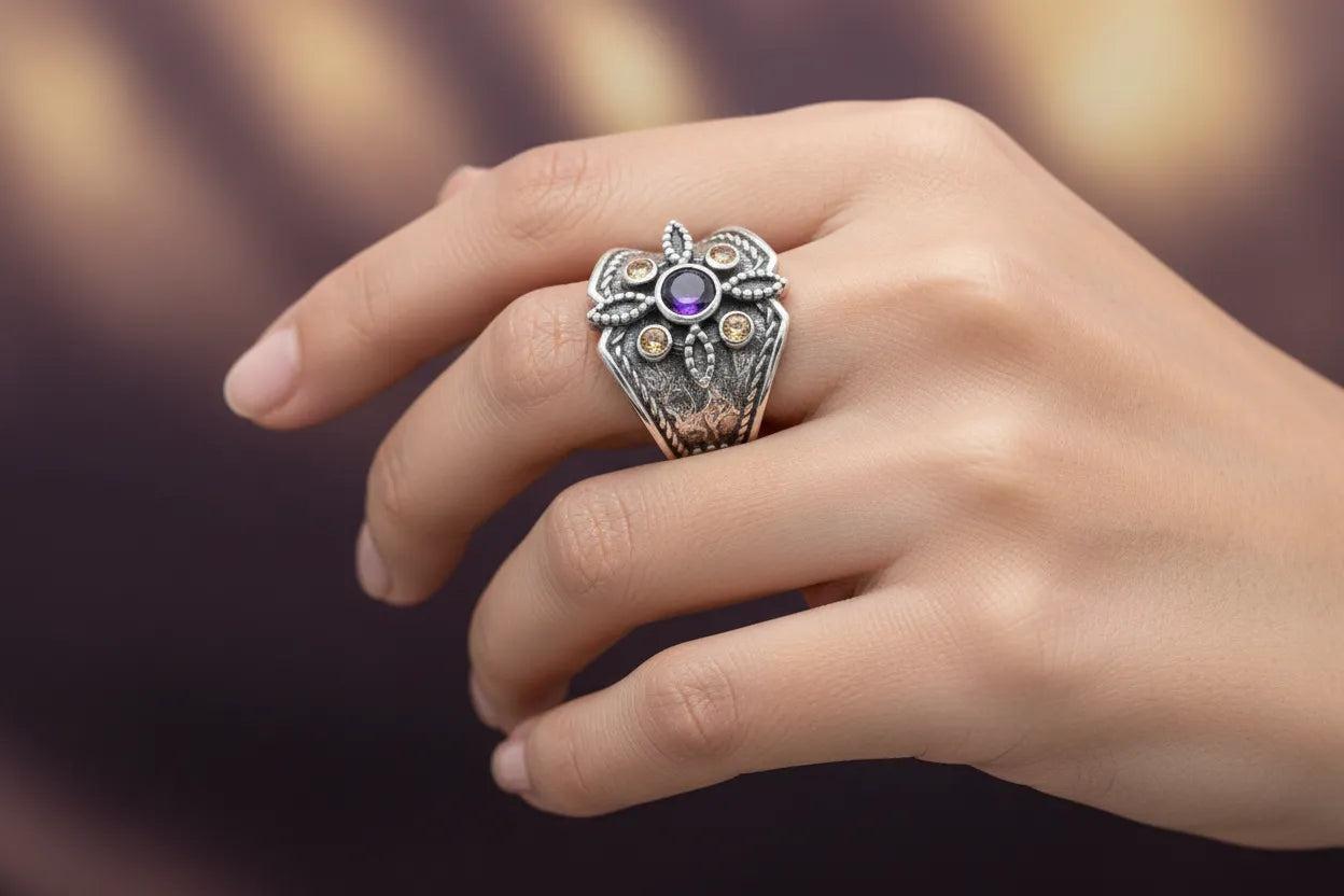 Byzantine Ring in Sterling Silver with zircon (DT-08)