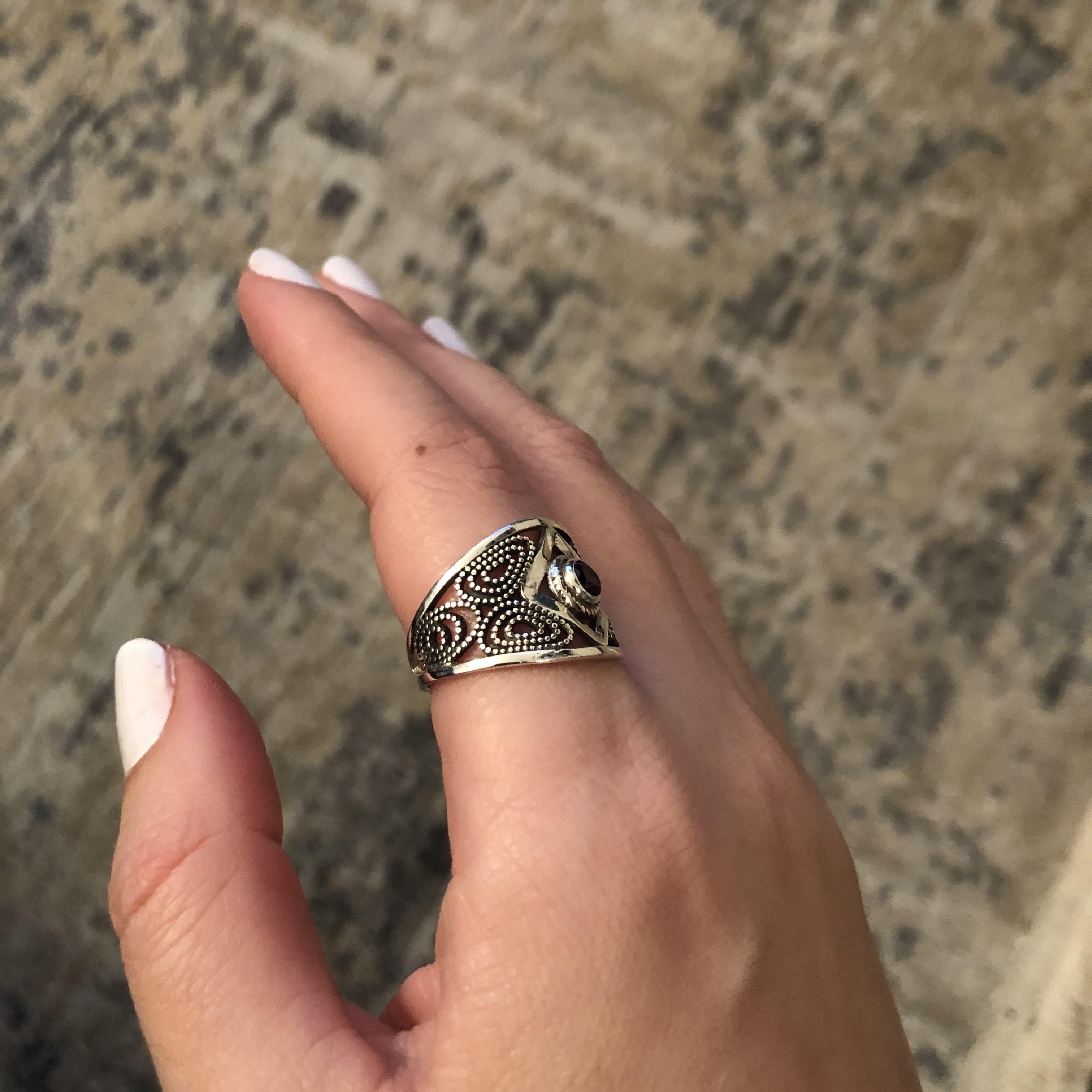 Byzantine Ring in Sterling Silver with zircon (DT-136) - ELEFTHERIOU EL