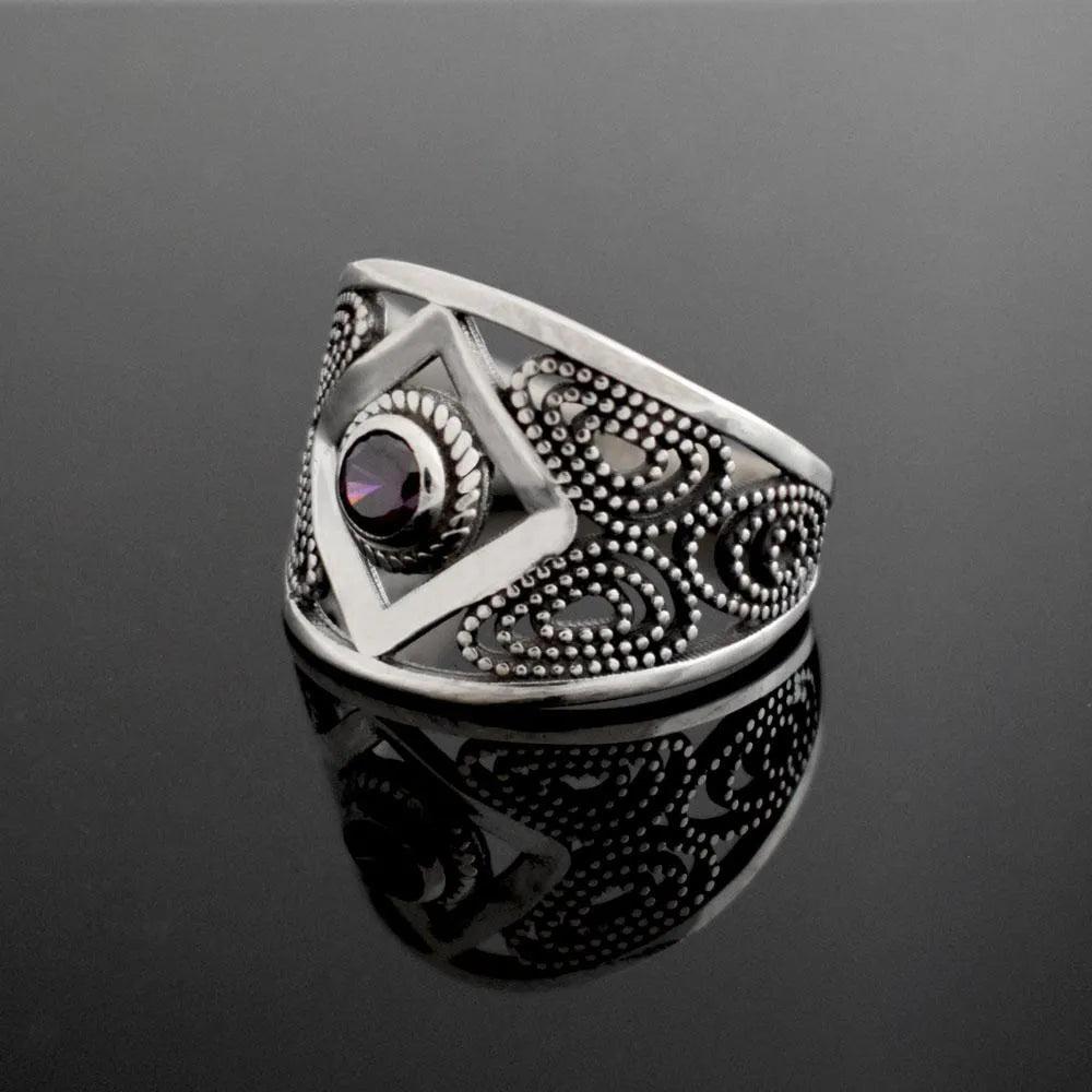 Byzantine Ring in Sterling Silver with zircon (DT-136)