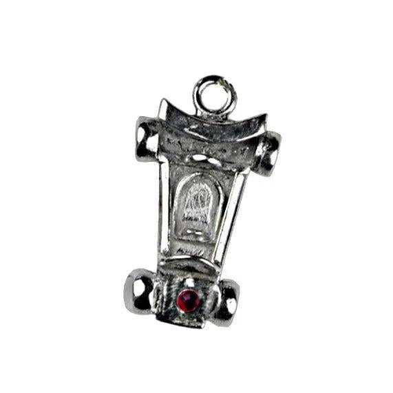 Christmas Decoration, Miniature Train Charm on plexiglass, silver charm with bronze leaves, home decor, gift idea, christening favor (PX-11)