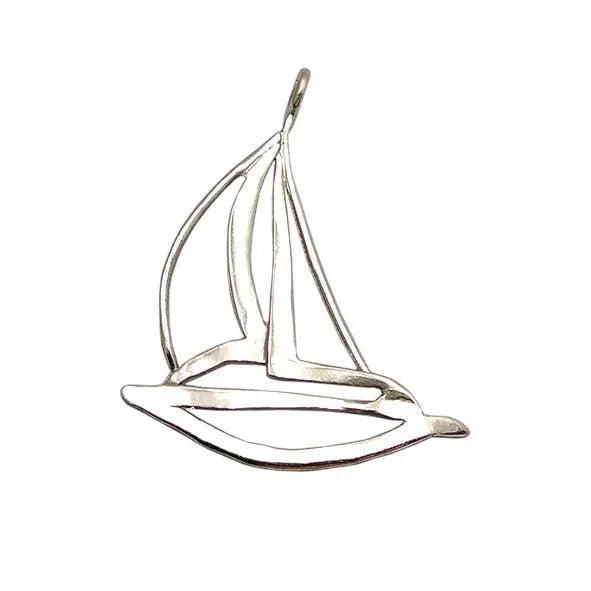 Christmas Decoration, Sailboat Charm on plexiglass, silver charm with bronze leaves, home decor, gift idea, charm favors (PX-12)