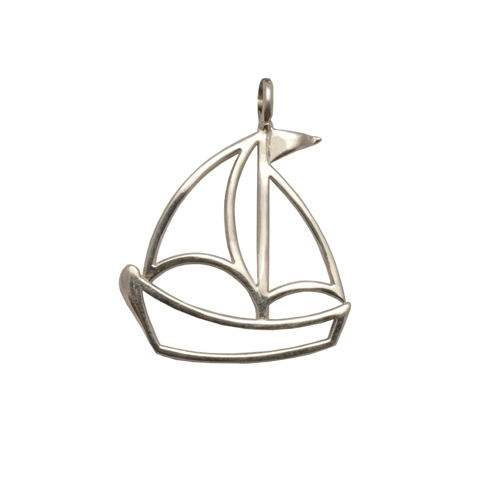 Christmas Decoration, Sailboat Charm on plexiglass, silver charm with bronze leaves, home decor, gift idea, charm favors (PX-12)