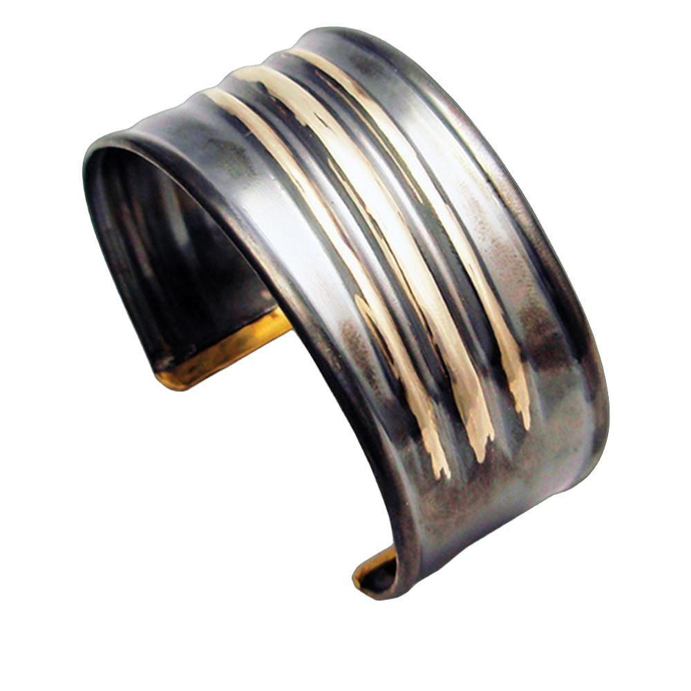 Cuff bracelet in Sterling Silver with Decorative Black Patina (Oxidation) (BM-06) - ELEFTHERIOU EL