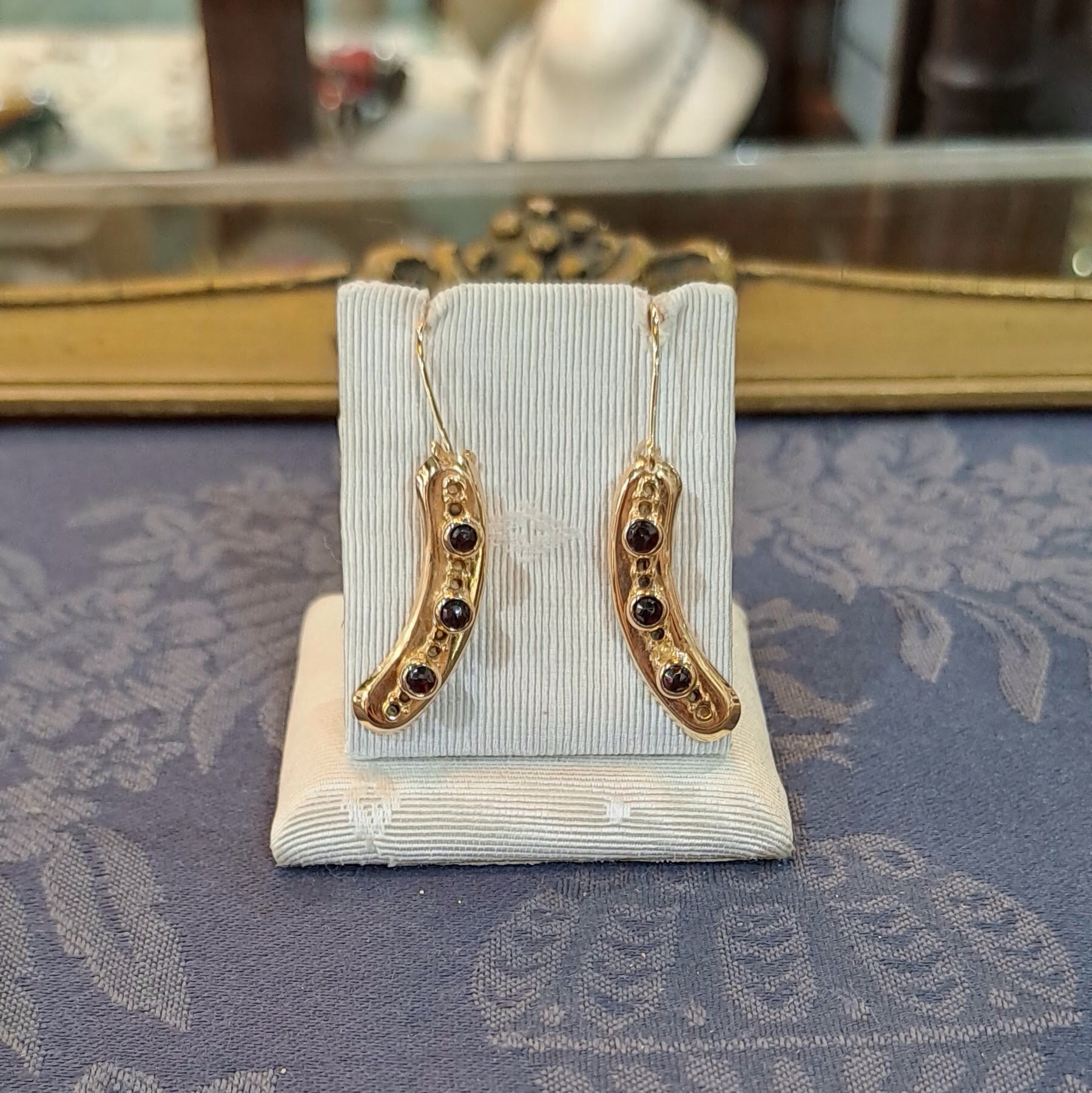 Earrings in 14k gold with Garnet - Dinos-Virginia