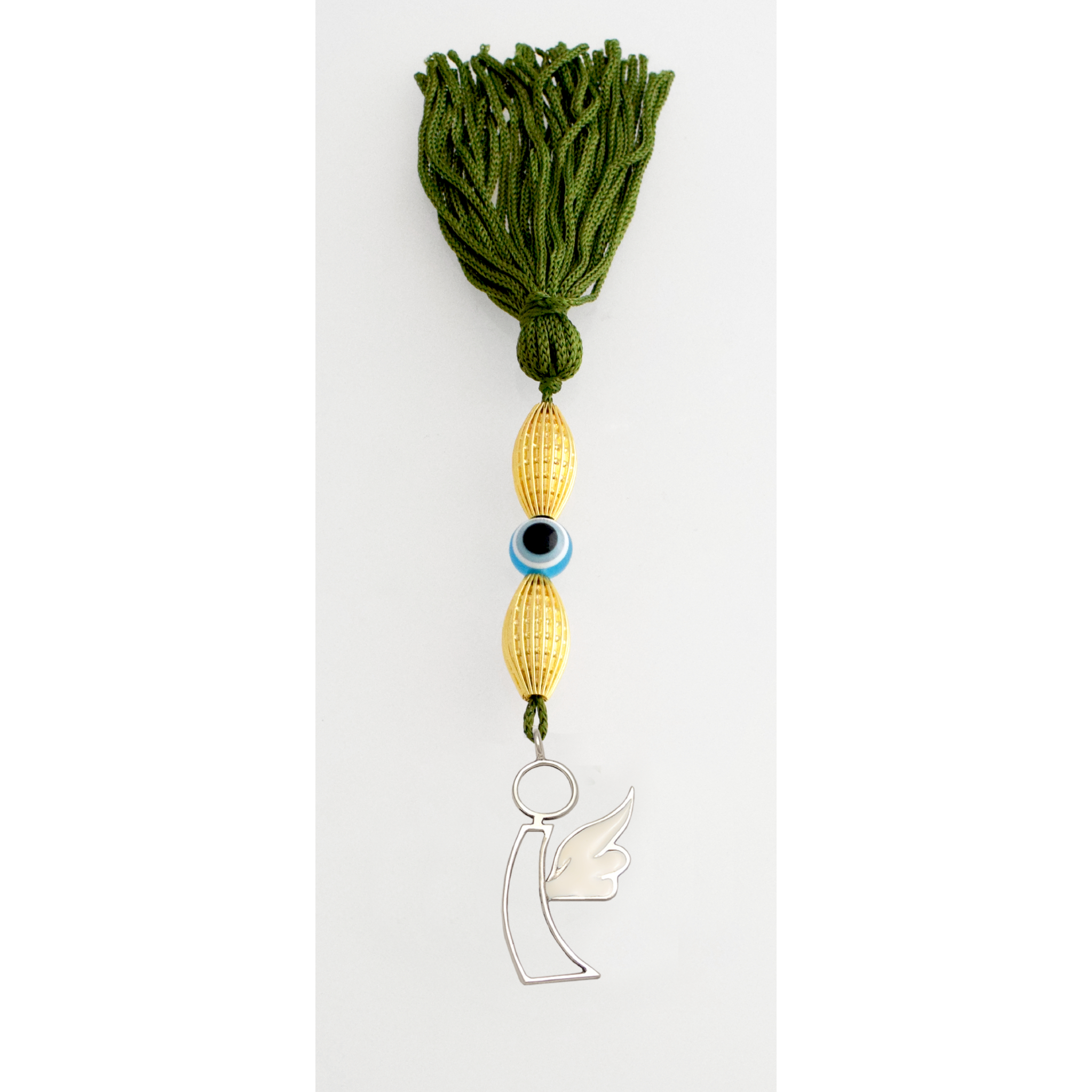 Evil Eye Charm on a tassel, House decoration, holiday decor, welcome gift, silver charm, Angel Charm - ELEFTHERIOU EL