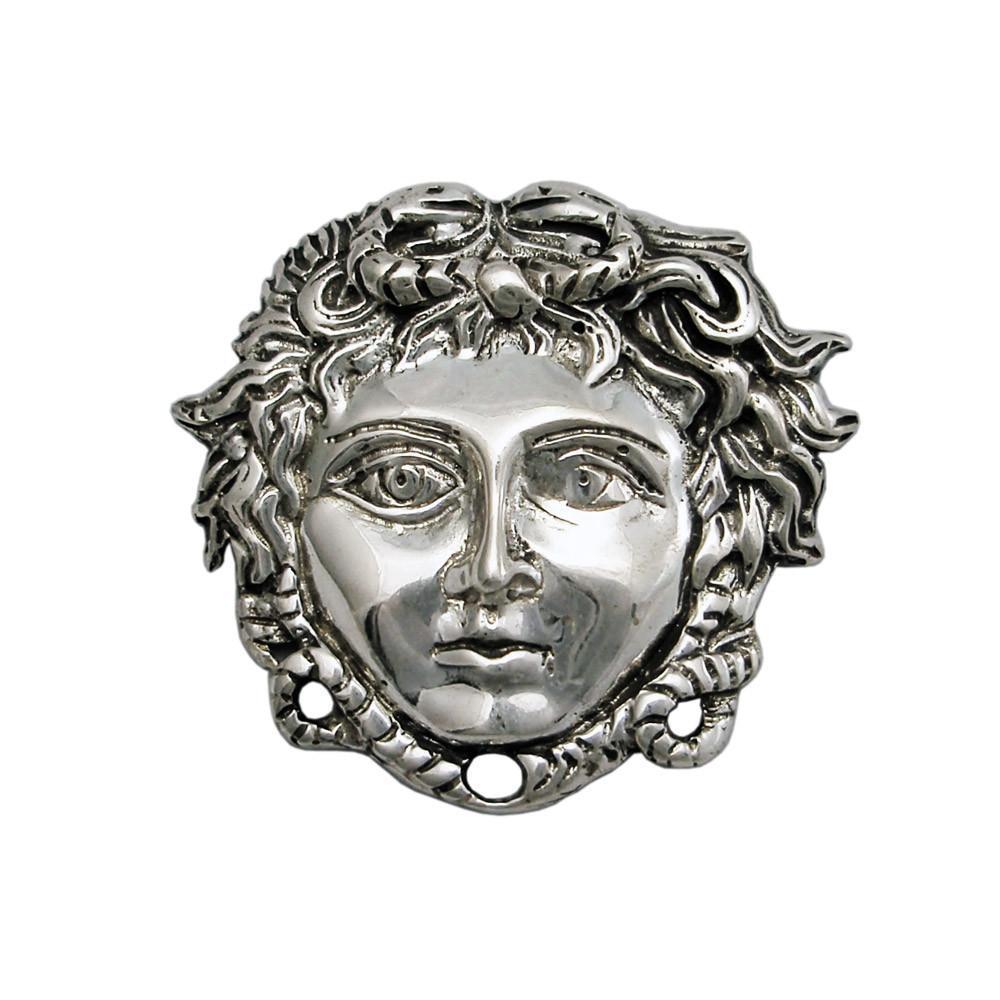 Face Mask of Medusa Brooch in Sterling Silver (K-85) - ELEFTHERIOU EL