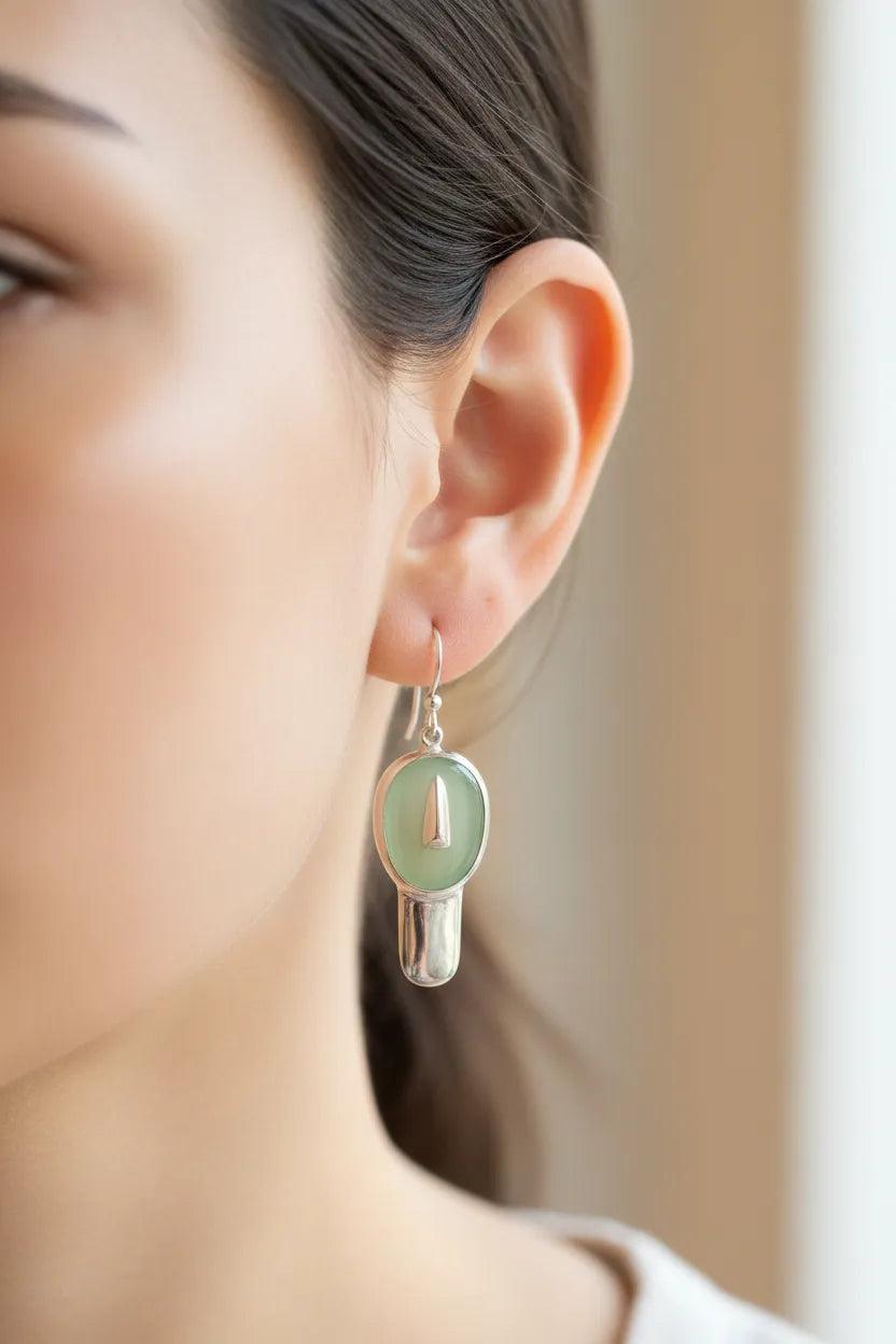 Greek Cycladic Earrings, sterling silver earrings, Greek Jewelry, handmade earrings, Head of a figurine type Plastira Earrings (AG-10)