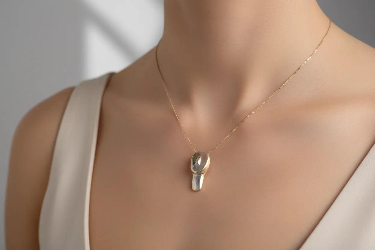 Greek Cycladic pendant, sterling silver pendant, Greek Jewelry, handmade pendant, Head of a figurine type Plastira Pendant(PE-34)