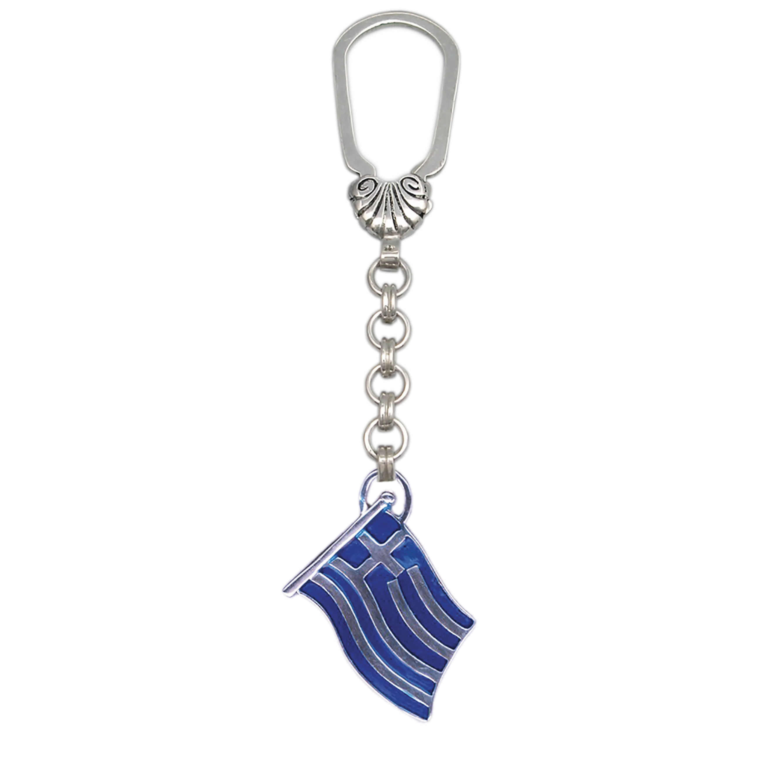 Greek Flag Key ring in sterling silver (MP-20)