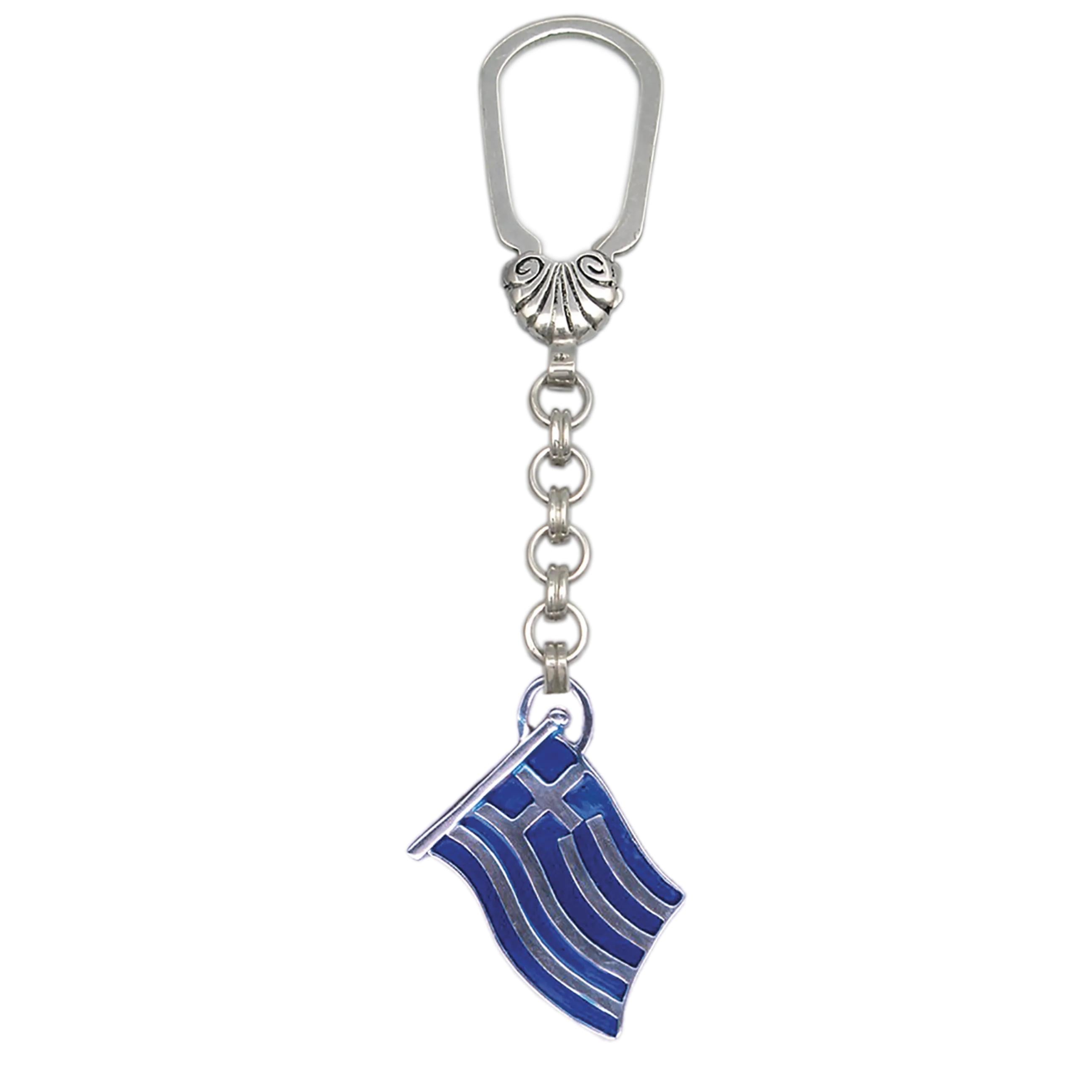 Greek Flag Key ring in sterling silver (MP-20)