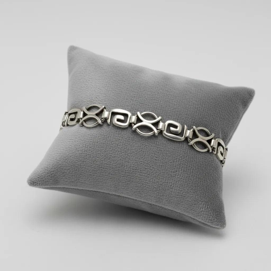 Greek Key Meander Bracelet in Sterling Silver (B-57)
