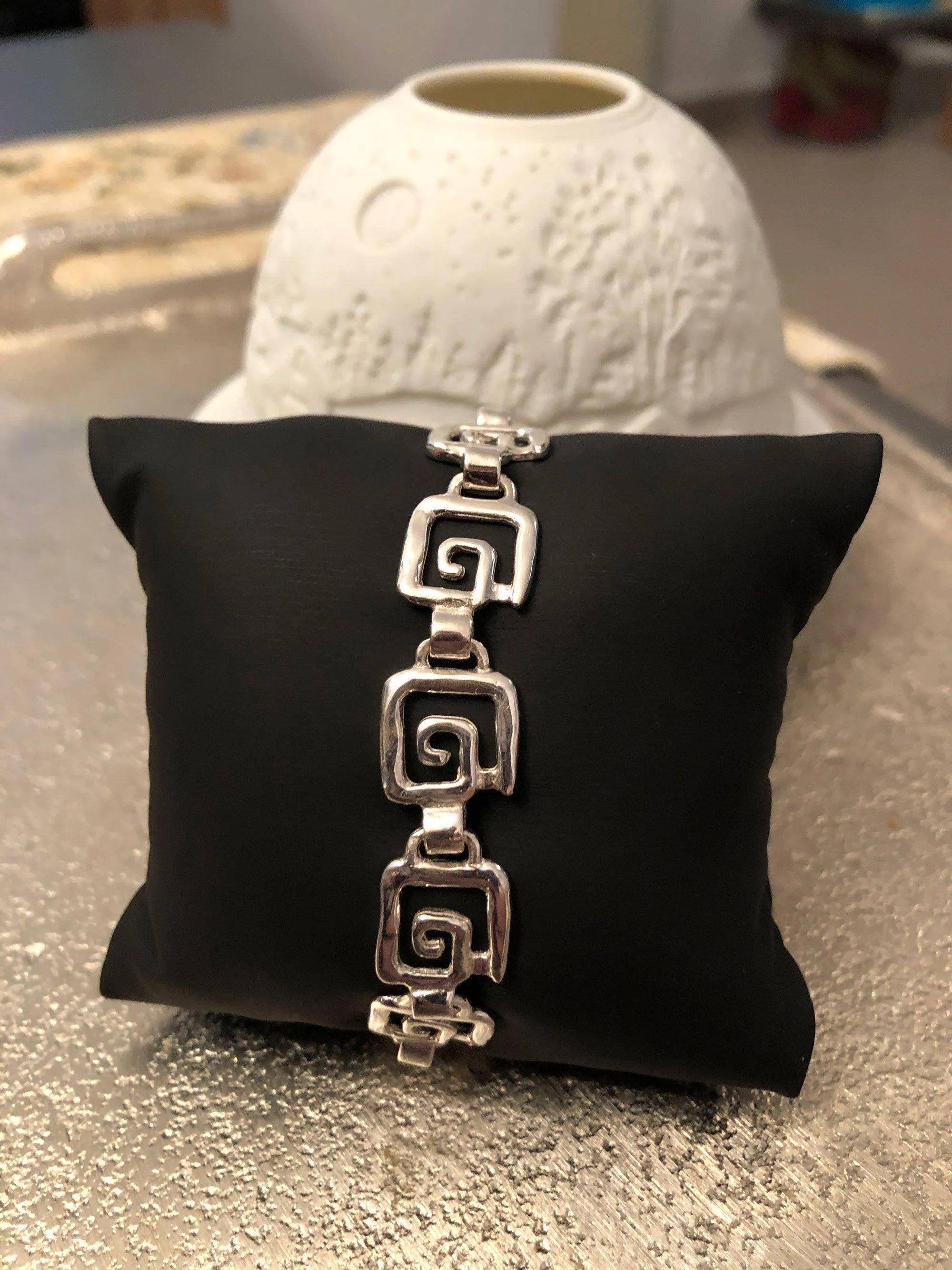 Greek Key Meander Bracelet in Sterling Silver (B-62)