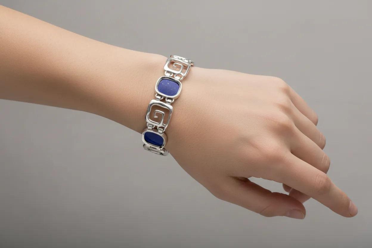 Greek Key Meander Bracelet in Sterling Silver (B-68)