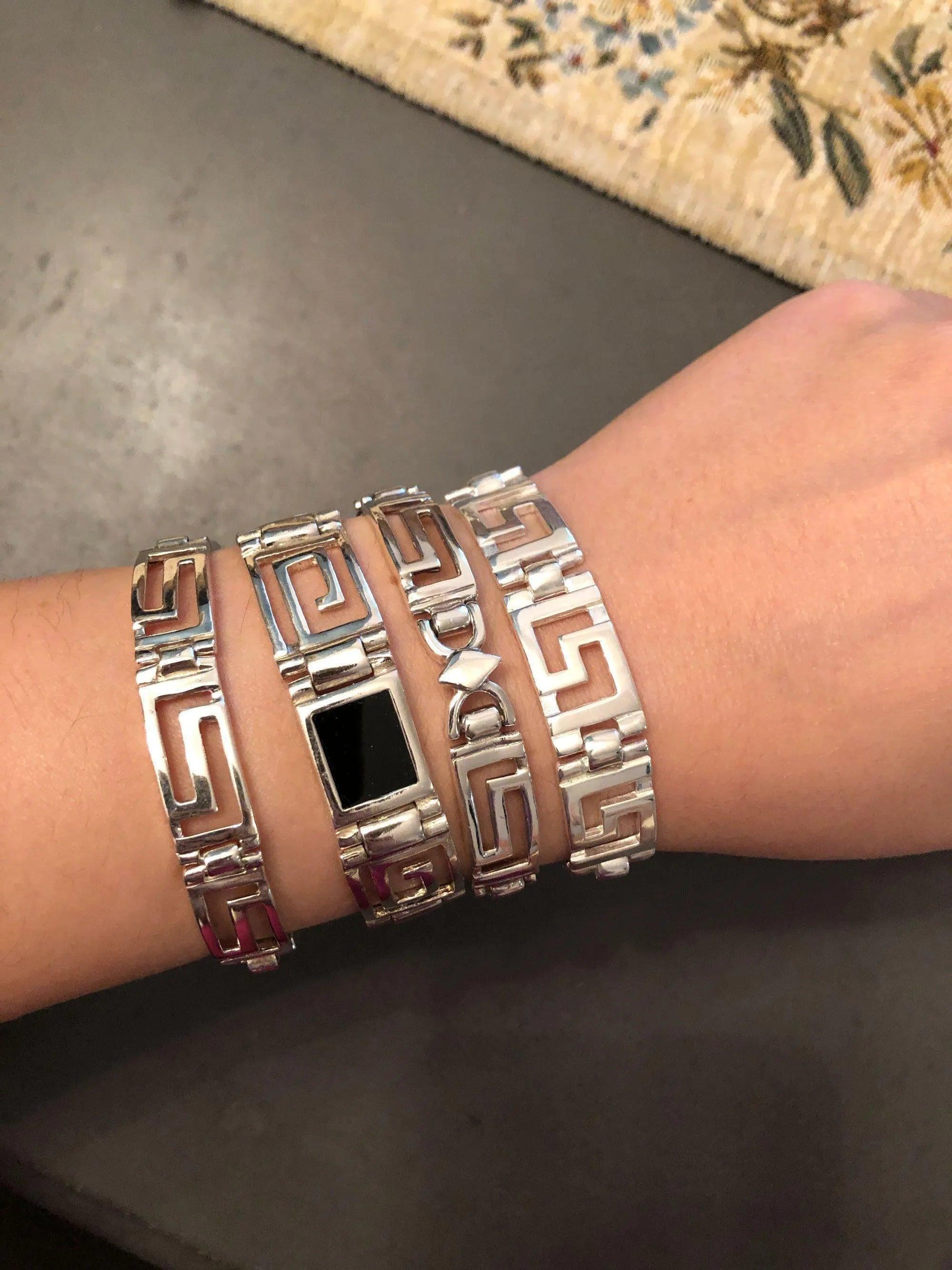 Greek Key Meander Bracelet in Sterling Silver (B-86)