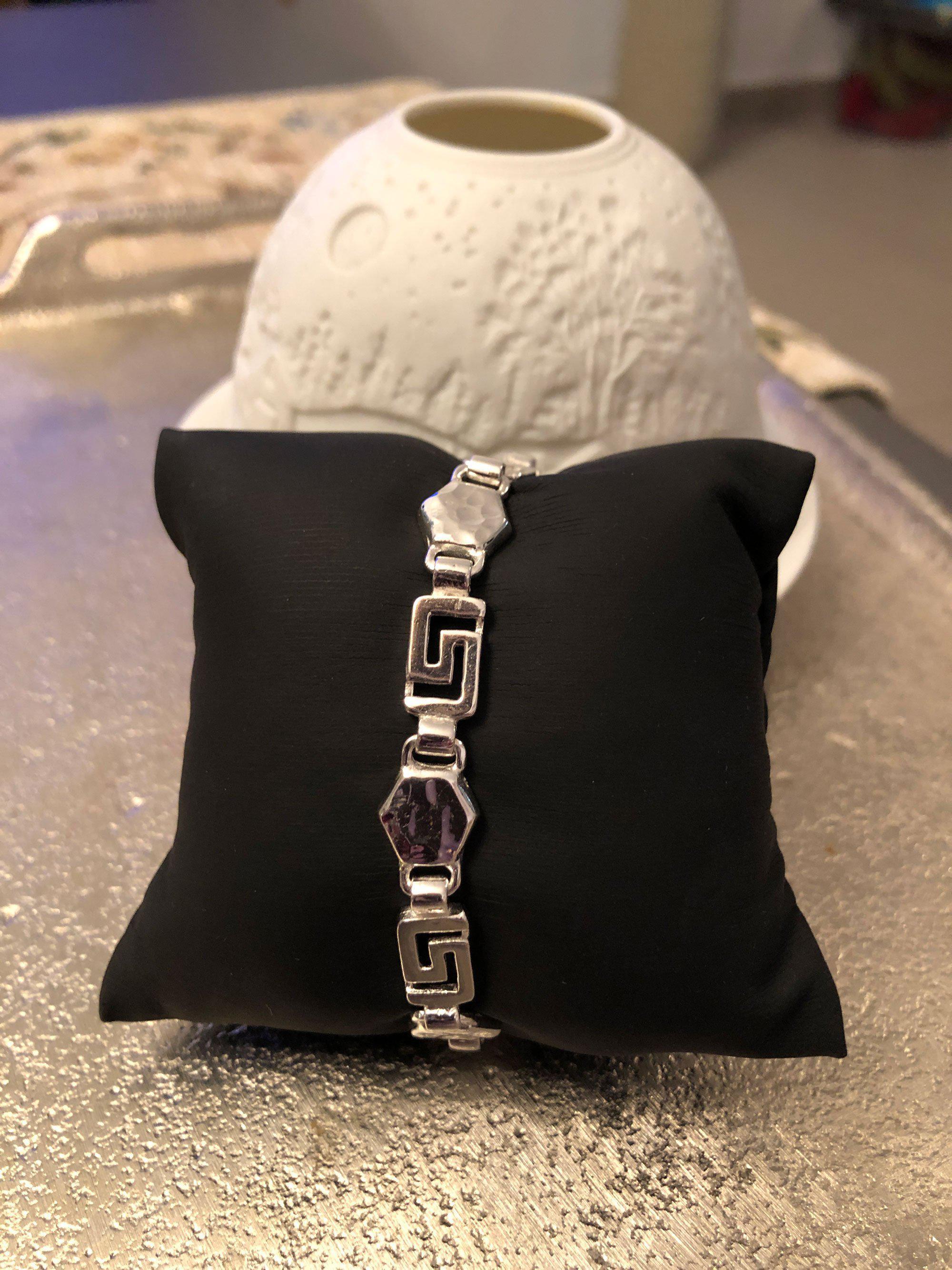 Greek Key Meander Bracelet in Sterling Silver (B-87)