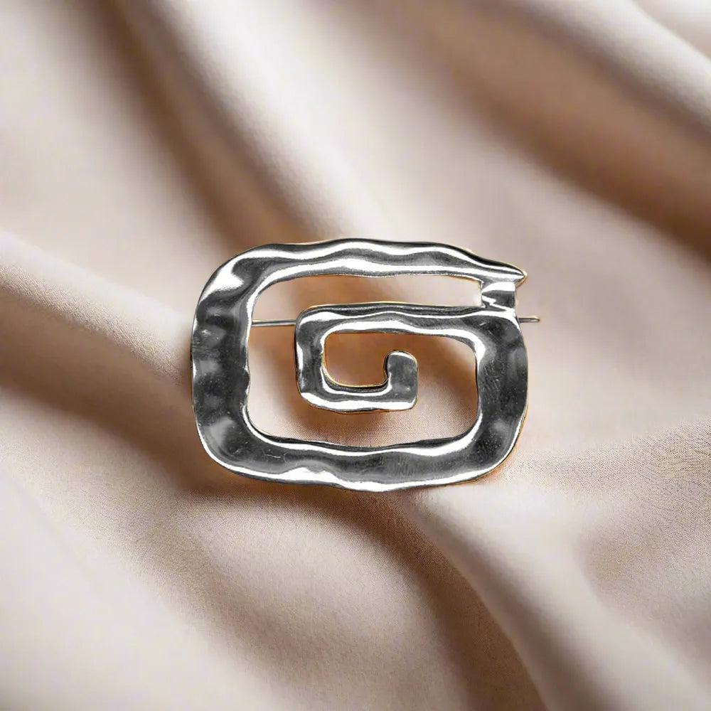 Greek Key Meander Brooch in Sterling Silver (K-62)