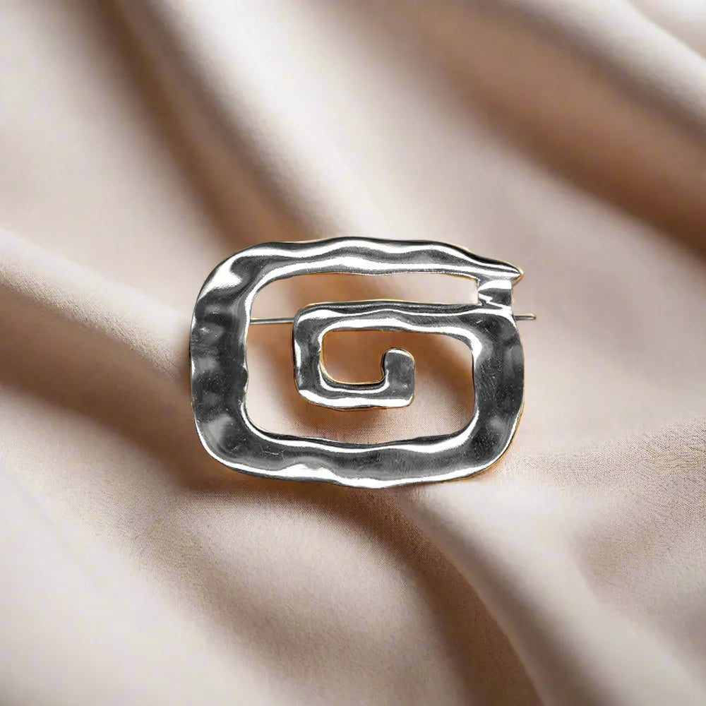 Greek Key Meander Brooch in Sterling Silver (K-62)