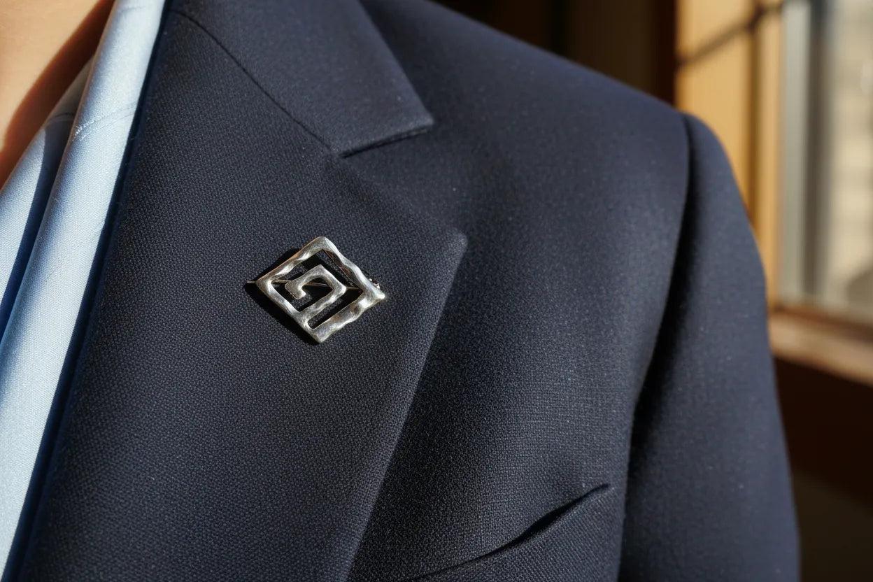 Greek Key Meander Brooch in Sterling Silver (K-65)