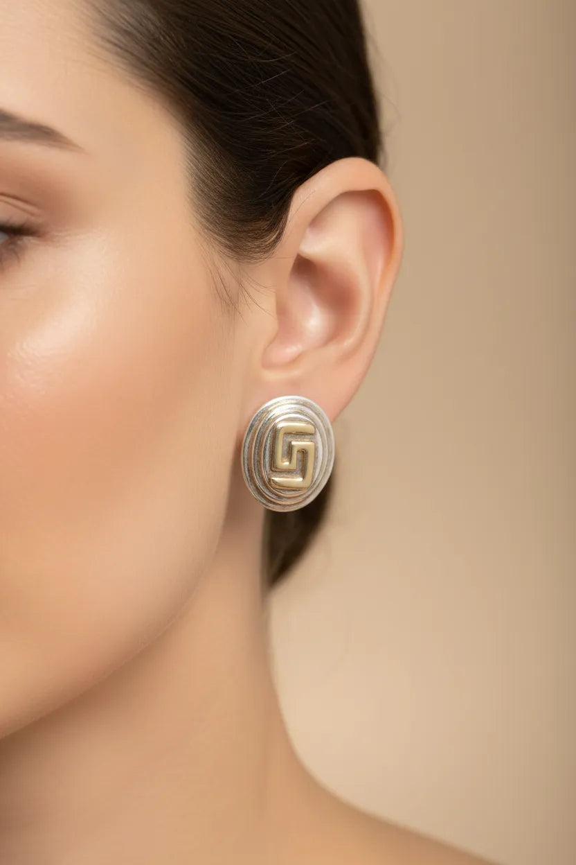 Greek Key Meander Earrings in sterling Silver (AG-03)