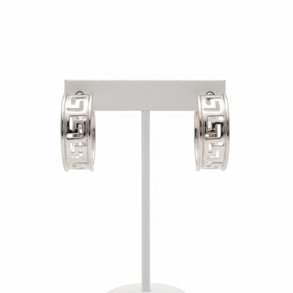 Greek Key Meander Earrings in sterling Silver (AG-06)