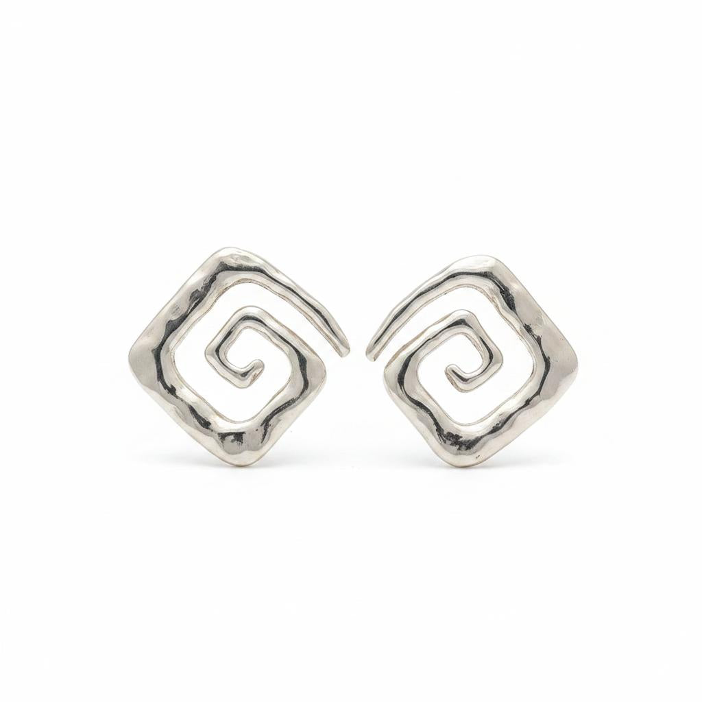 Greek Key Meander Earrings in sterling Silver (AG-14)