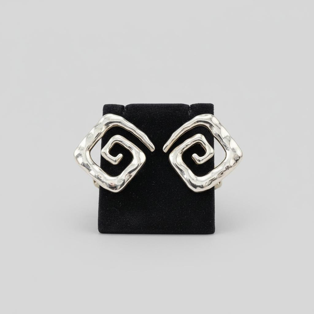 Greek Key Meander Earrings in sterling Silver (AG-14)