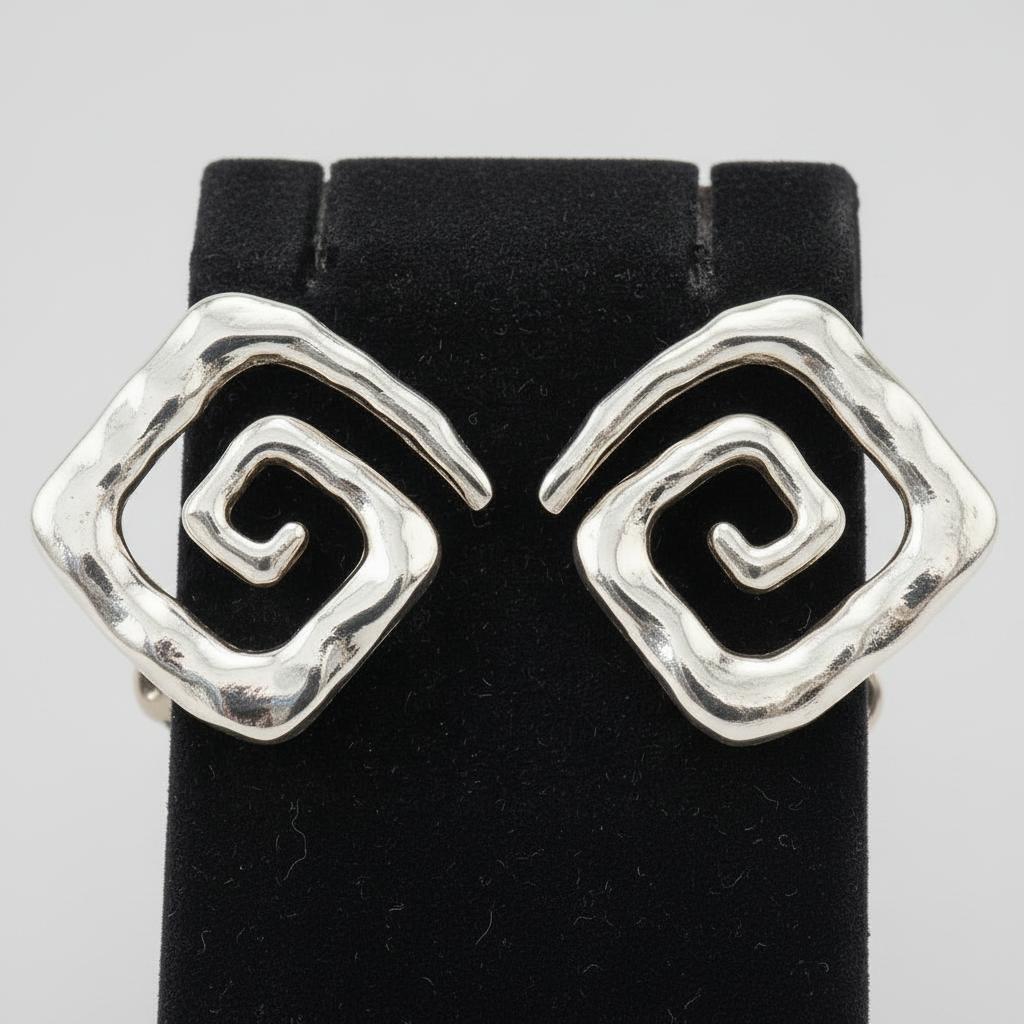 Greek Key Meander Earrings in sterling Silver (AG-14)
