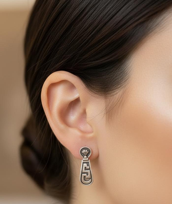 Greek Key Meander Earrings in sterling Silver (AG-15)