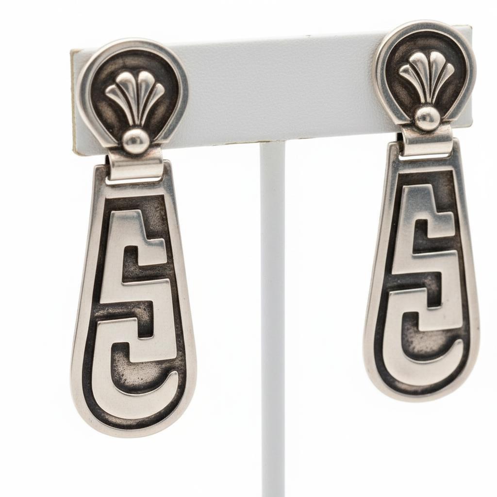 Greek Key Meander Earrings in sterling Silver (AG-15)