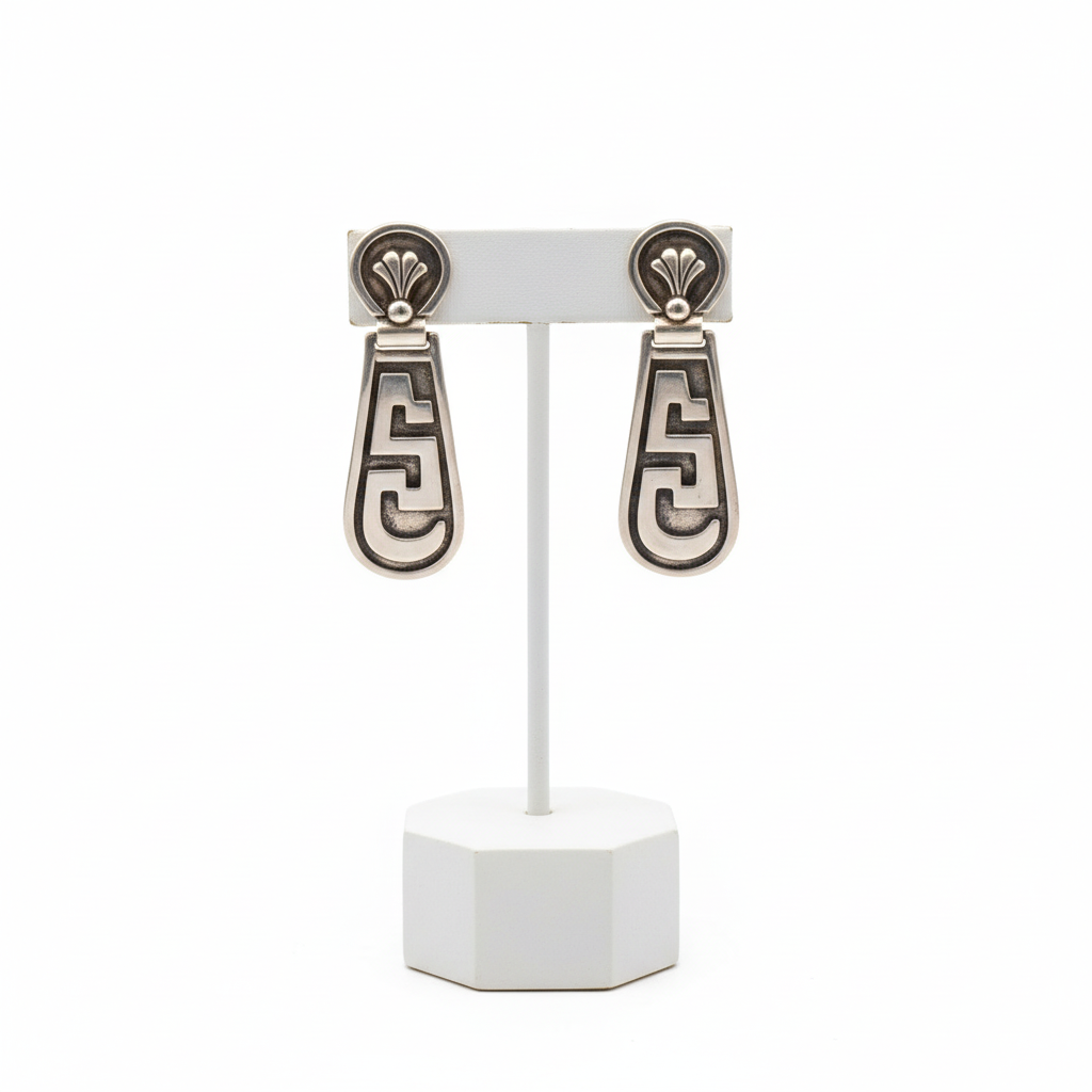 Greek Key Meander Earrings in sterling Silver (AG-15)