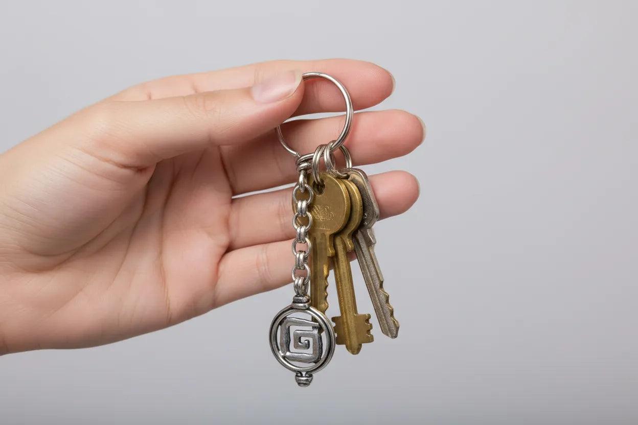 Greek Key Meander Key ring in sterling silver (MP-01)