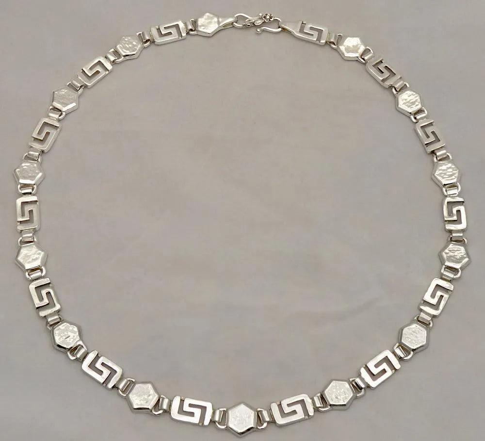 Greek Key Meander Necklace in Sterling Silver (PE-06)