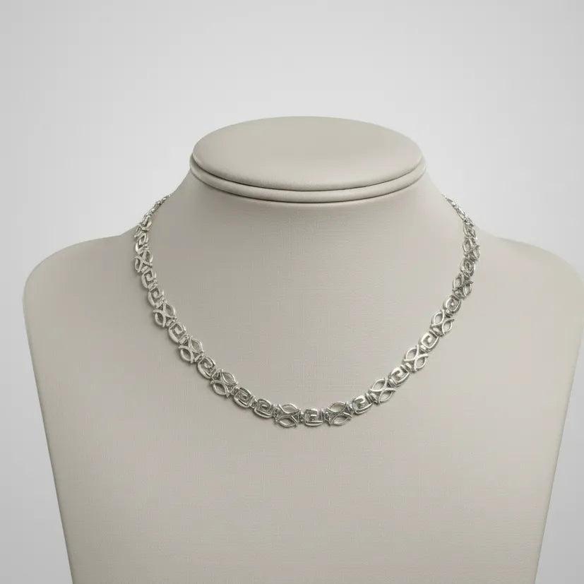 Greek Key Meander Necklace in Sterling Silver (PE-18)