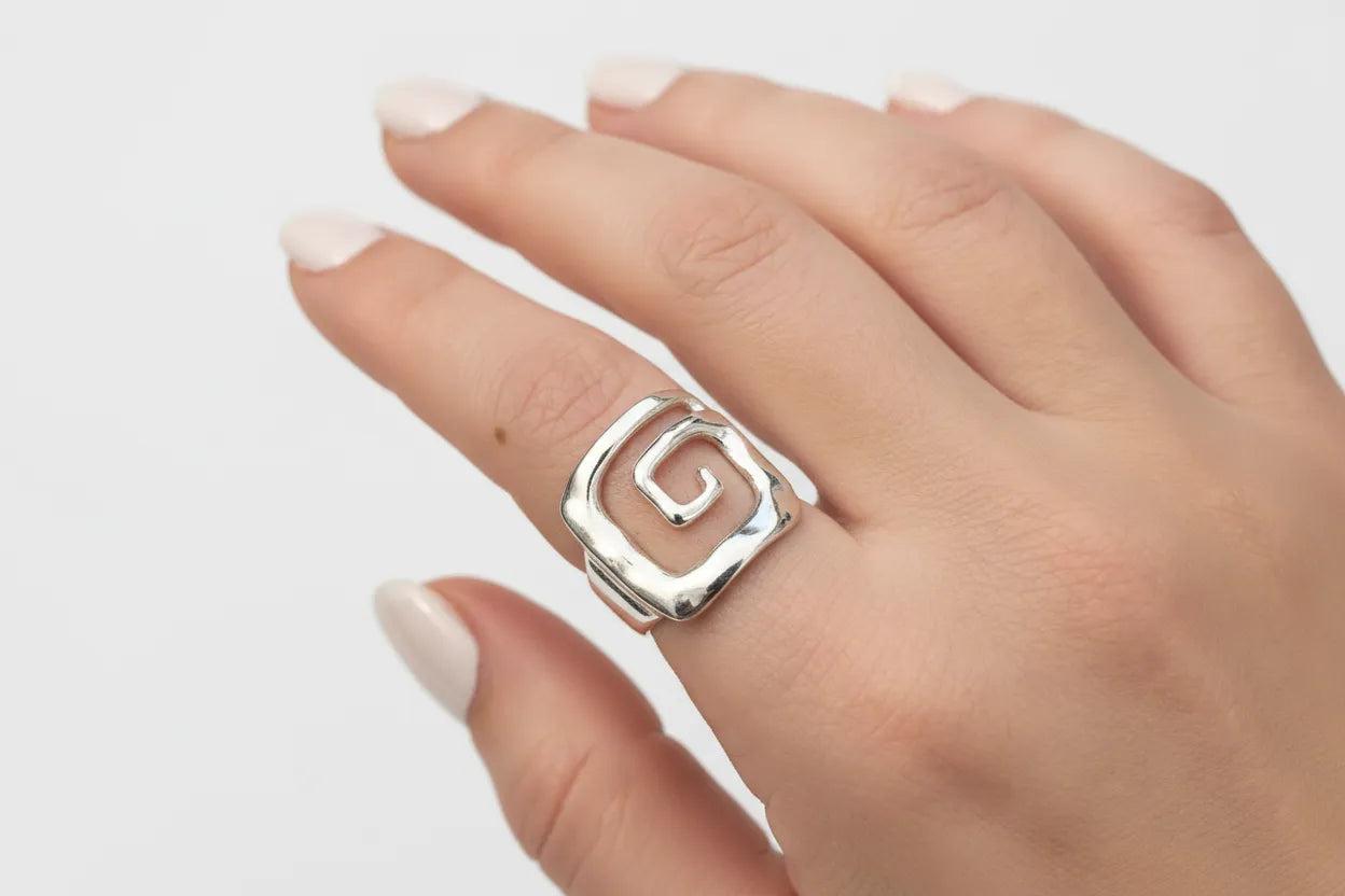 Greek Key Meander Ring in Sterling Silver (DT-60)