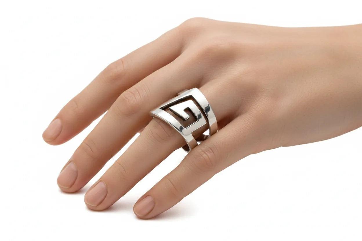 Greek Key Meander Ring in Sterling Silver (DT-68)
