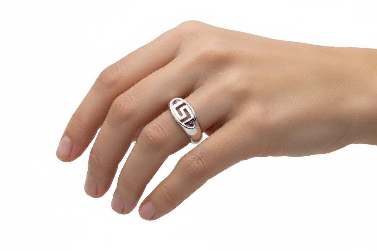 Greek Key Meander Ring in Sterling Silver (DT-69)