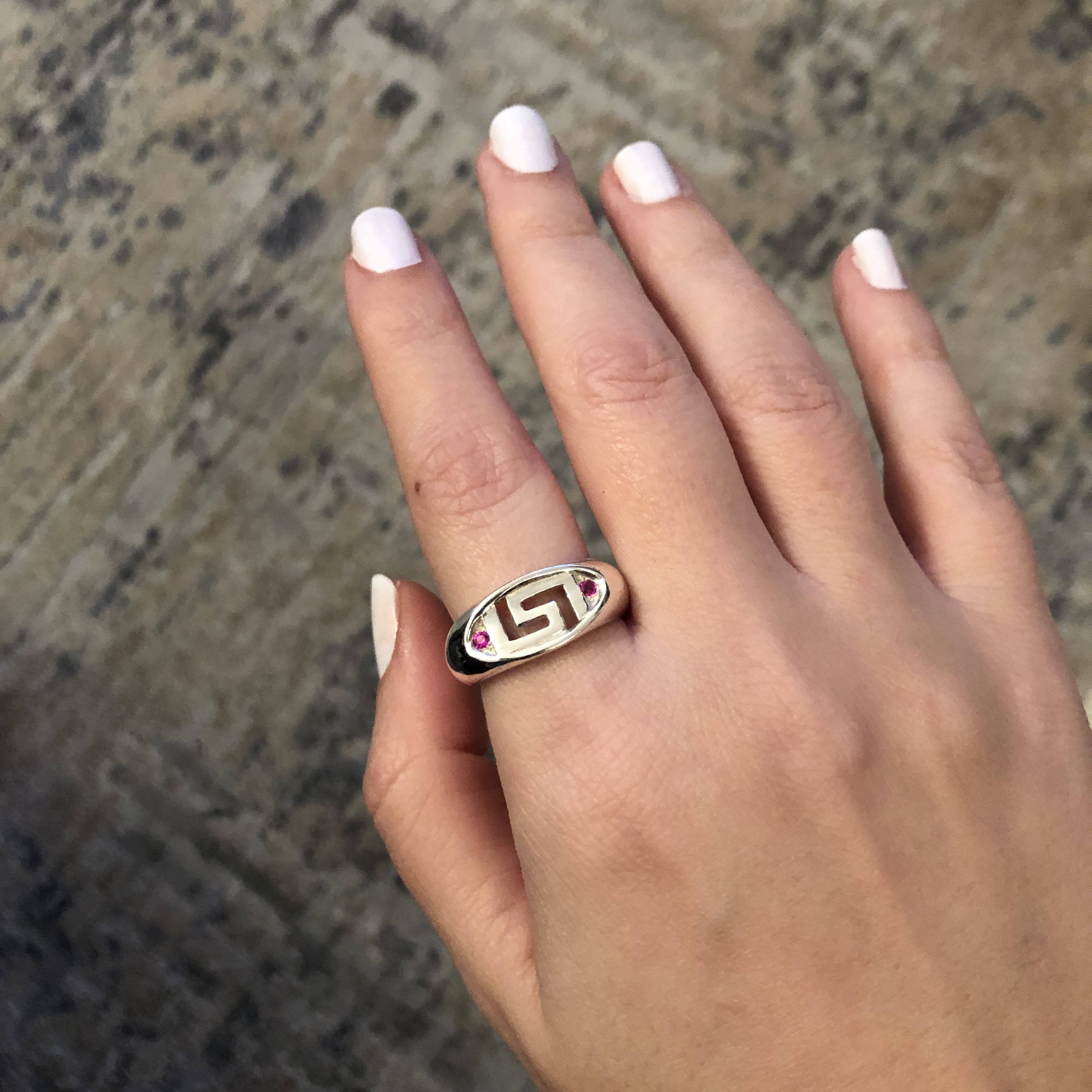 Greek Key Meander Ring in Sterling Silver (DT-69) - ELEFTHERIOU EL