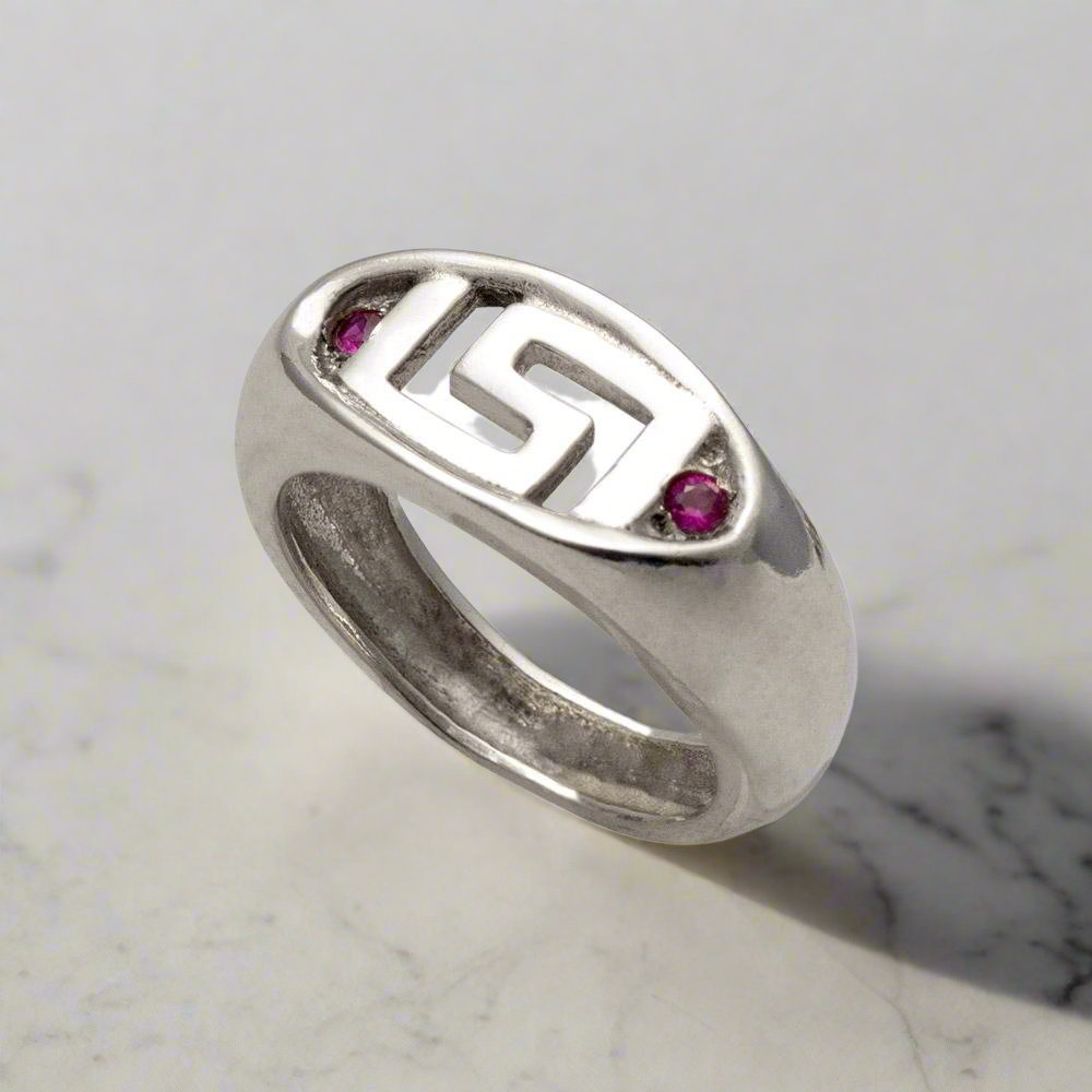 Greek Key Meander Ring in Sterling Silver (DT-69) - ELEFTHERIOU EL